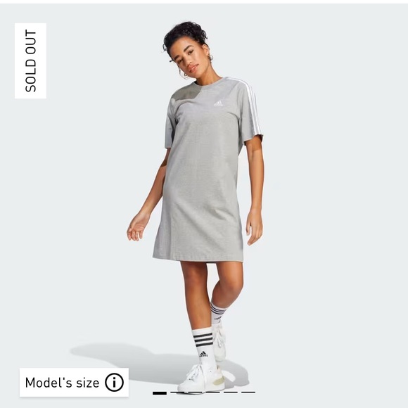 3X Adidas Essentials plus size NWT boyfriend tee shirt dress gray sporty casual - Picture 2 of 7